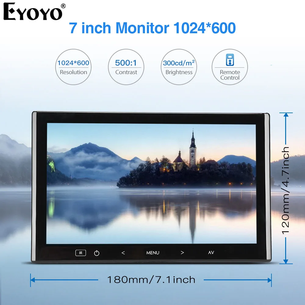 Eyoyo EM07K " TFT портативный компьютер ТВ Мини монитор ПК 1024X600 ЖК-дисплей экран с HDMI AV VGA для камеры безопасности DVD DVR