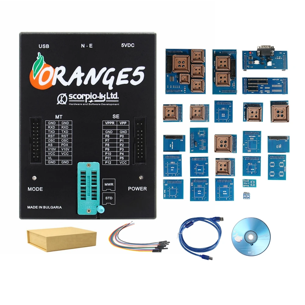 Лучшее качество Orange5 полный адаптер ECU Программатор V1.34 английский/русский Languga оранжевый 5 полная функция аппаратные средства - Цвет: Full Set