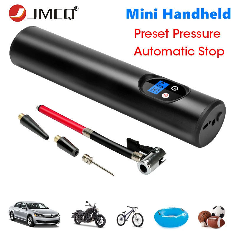 

JMCQ Inflatable Pump Air compressor Tyre Inflator LCD Mini Handheld 12V 150PSI USB Rechargeable Air Pump For Car Bicycles Balls