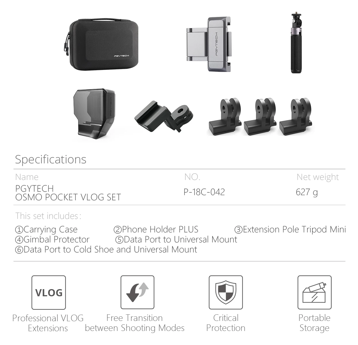 PGYTECH адаптер держатель для DJI OSMO карманная селфи палка штатив рюкзак клип ремешок Экшн камера Gimbal аксессуары