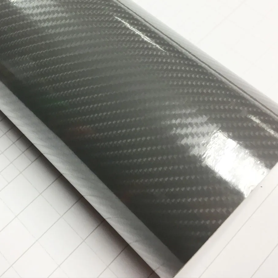 60x152cm noir super brillant 5D fibre de carbone vinyle wrap haute qualité sans bulles 