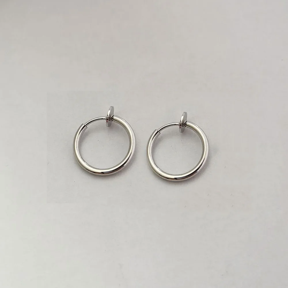 Stainless Steel Retractable Clip On Earrings Non Piercing Fake Hoop Earrings for Women Girls Without Ear Holes Clip Cuffs ear clip earrings,clip earrings,ear clip,hoop earrings,ear accessories