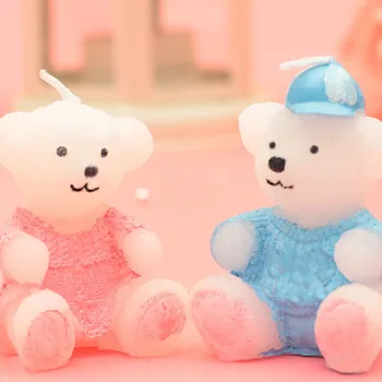 

Cute Pink Blue Shaped Bear Candle for Boys Girls Birthday Party Baby Shower Party Favor for Kids Children