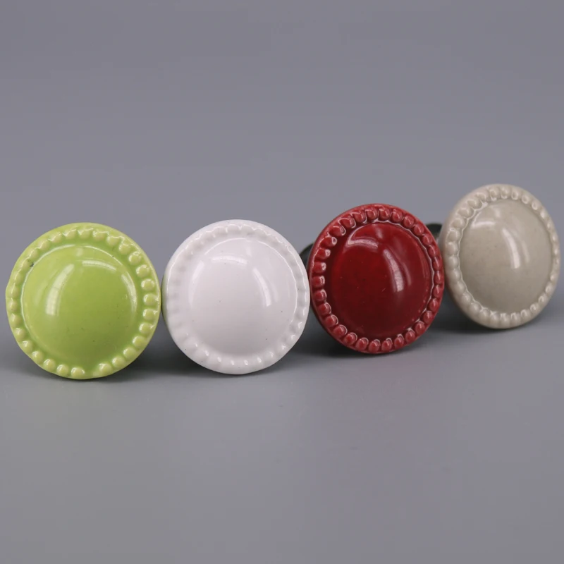

1PC Ceramic Button shape Furniture Door Handle Pull Knobs Cabinet Door Porcelain knobs for Cupboard Drawer