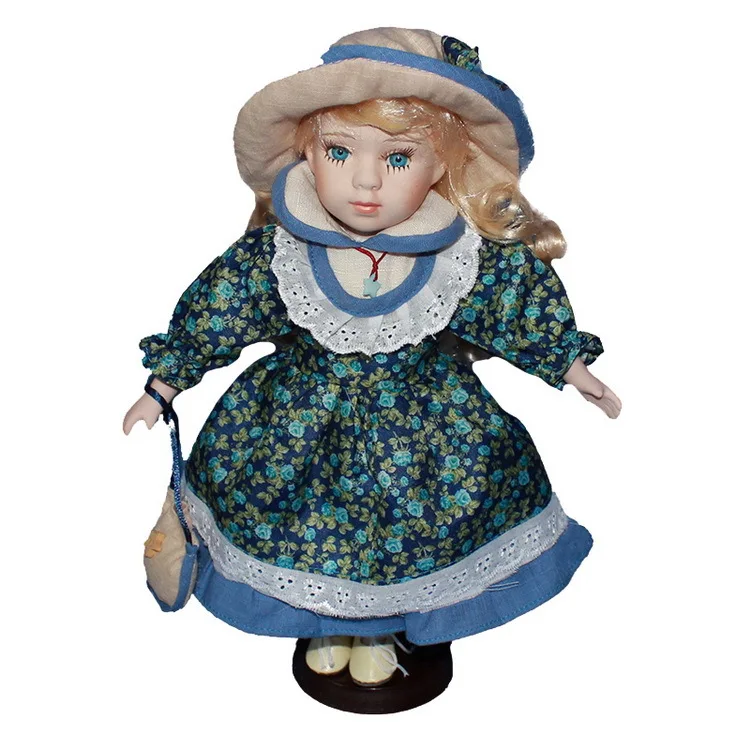 30cm Floral skirt  Ancient Country leisure girl doll simulation ceramic dolls,   porcelain doll simulation doll 50cm rebirth avatar 2 doll glow in the dark movie same characters doll eyes close open soft porcelain baby toy boys and girls