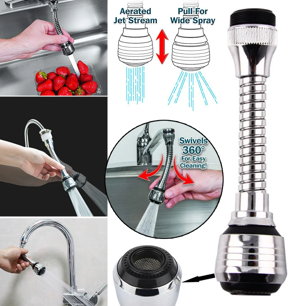 Stainless steel Rotatable Bathroom Kitchen Accessories Water Saver water Tap Filter faucet extender Booster for home and kitche