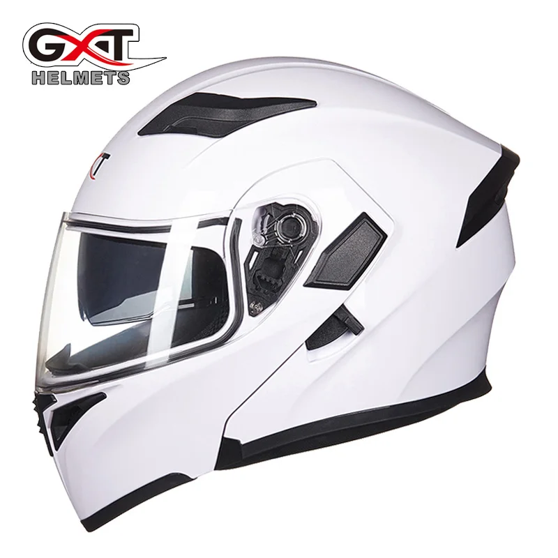 GXT moto rcycle шлем Двойные козырьки полное лицо Мото шлем гоночный мото rbike Filp Up крутой мужской для верховой езды casco moto rcycle шлемы - Цвет: White