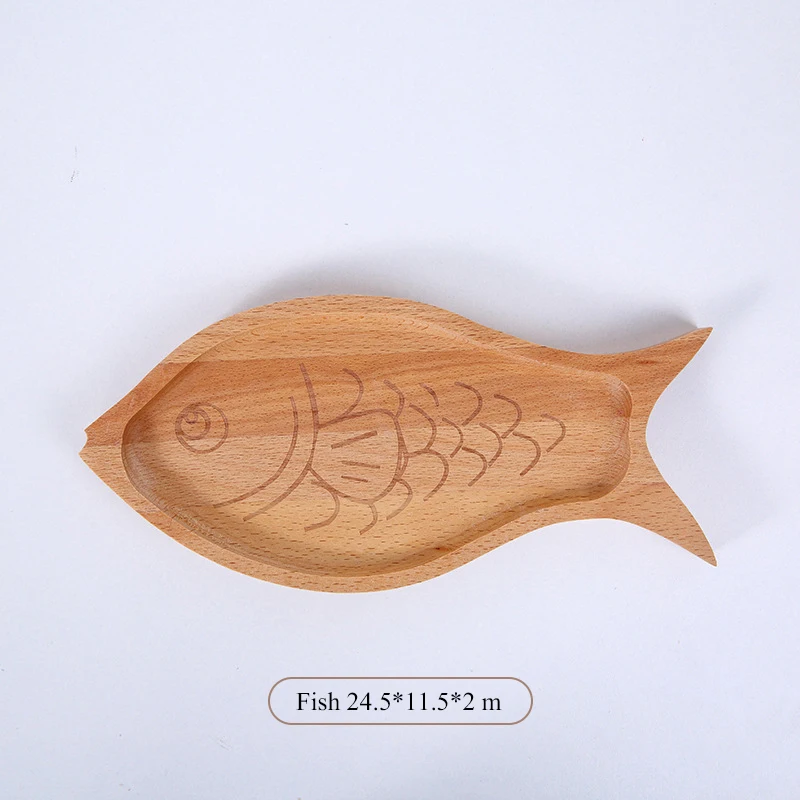 Fish 24.5x11.5x2 cm XZJJA милая форма животных посуда детская деревянная доска Детский хлеб фруктовый десерт блюдце из цельного дерева Снэк лоток домашняя безделушка посуда - Цвет: Fish 24.5x11.5x2 cm