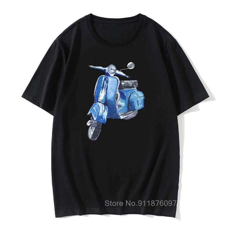 Blue Vespa T-Shirts Scooter Italy Italia Unique Retro Motorbike Bike Men T Shirts Man Wholesale Top Tee Shirt |