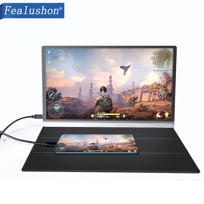 

Fealushon thin portable lcd hd monitor 15.6 usb type c hdmi for laptop,phone,xbox,switch and ps4 portable lcd gaming monitor