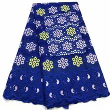 Синий желтый африканский хлопок кружевной ткани новейшее швейцарское кружево Вуаль в швейцарском стиле с камнями для мужчин и женщин вечерние платья