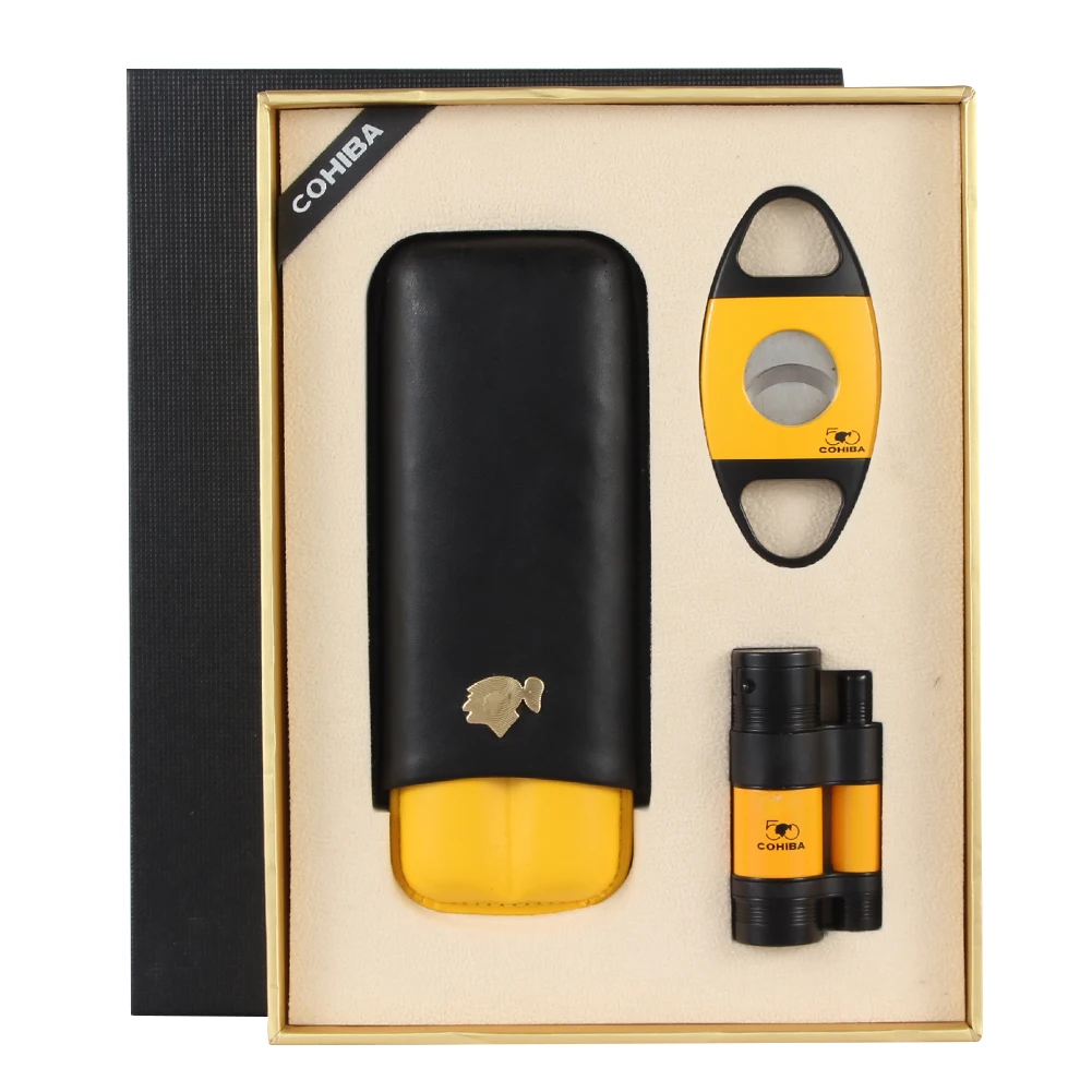 Набор аксессуаров для сигар COHIBA 3 фонарь зажигалка металлический резак