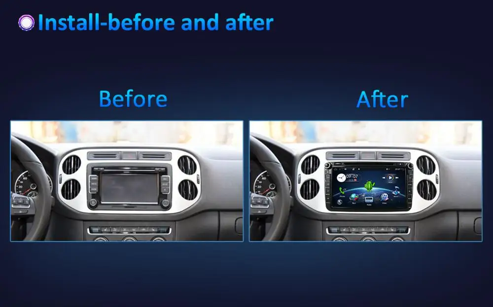 Perfect 2 din Android 9.0 Car Radio DVD GPS Navigation For Volkswagen Caddy Golf Polo Sedan Touran Passat EOS 3G+DVD Automtivo 5