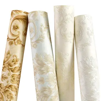 

yazi Embossed 3d Wallpaper Gold Wall Papers Home Decor Damask Europe Self-adhesive Wallpaper for Walls in Rolls Living Room