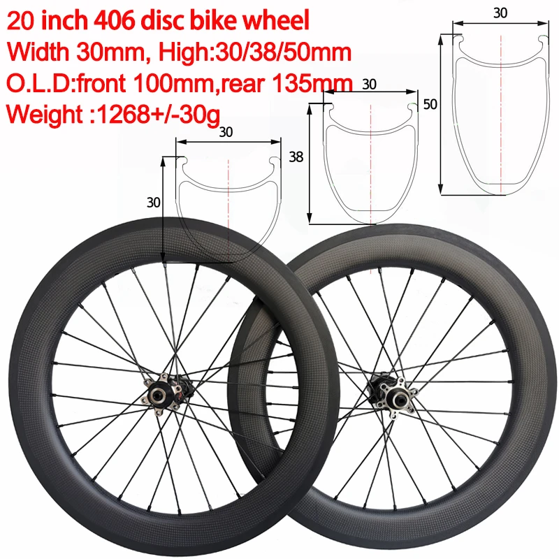 20 Inch Bmx 406 Bike Wheel 20inch Carbon Folding Disc Wheelset Width