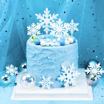 

Cakelove 4Pcs Acrylic Romantic White Silver Snowflake Collection Cake Topper Dessert Decoration for Birthday Party Lovely Gifts