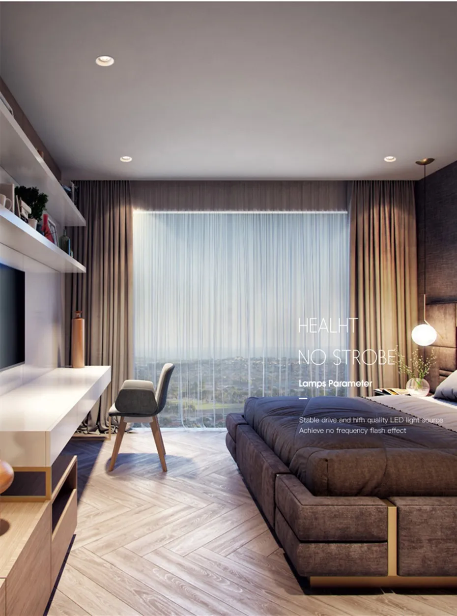 Dimmable LED Spot light 15W 12W Anti-Glare led downlight Angle Adjustable Indoor ceiling lamp Bedroom Kitchen led Recessed light