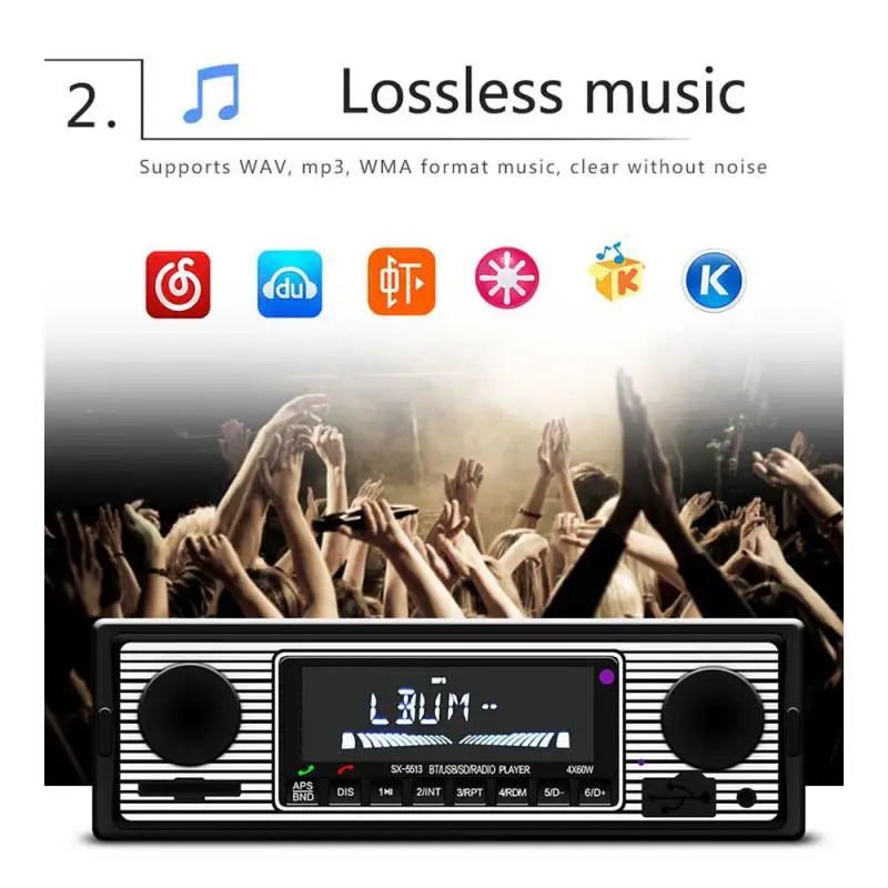 Car Multimedia Digital FM Stereo  Radio  Player Bluetooth Support USB SD MMC Card Reader MP3 AUX WMA  WAV Radio Car Radio Player