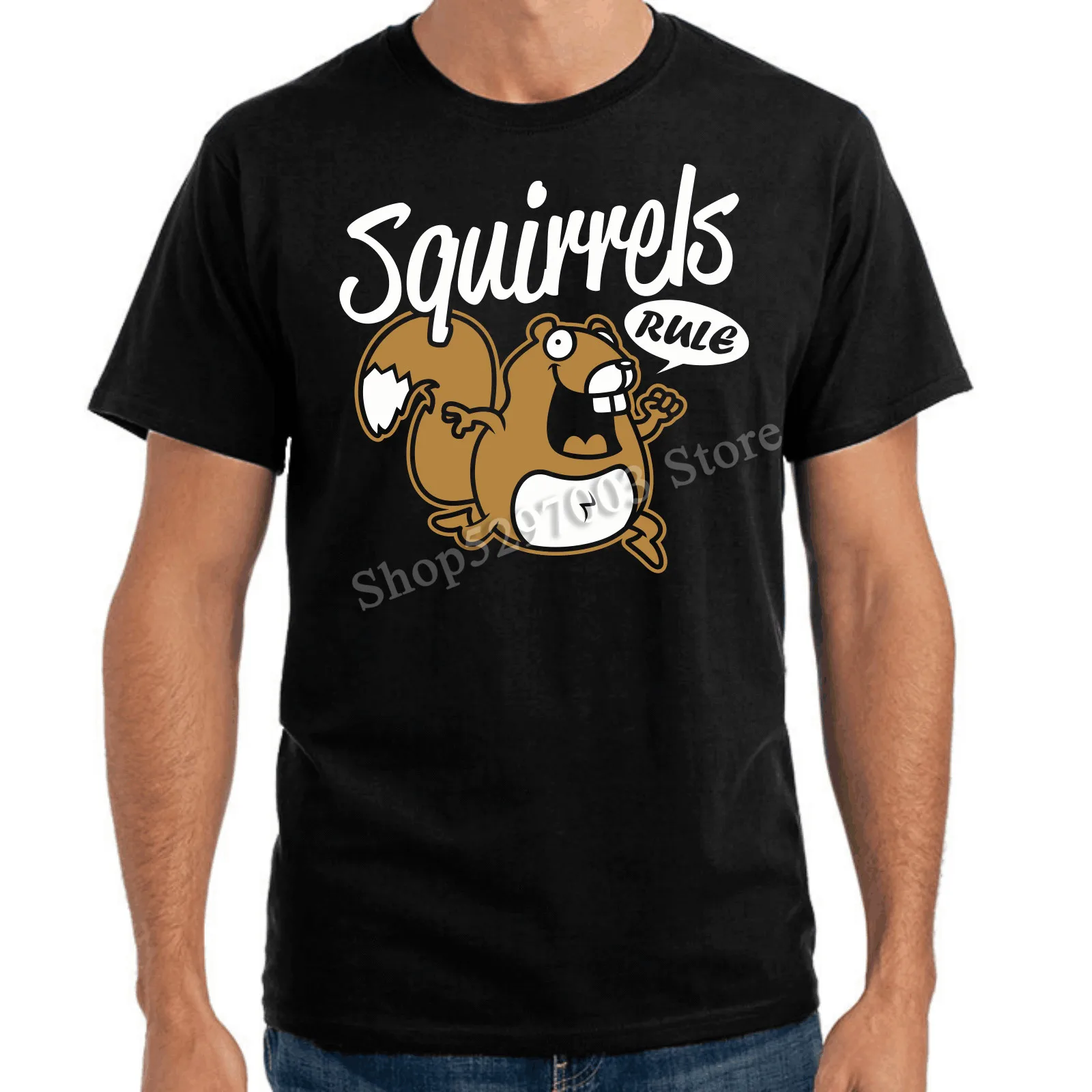 Squirrels Rule Comic Cartoon Squirrel Sayings Gift Funny Fun T Shirt Free  Shipping Tee Shirt| | - AliExpress