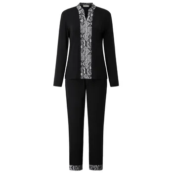 

Autumn Winter Women Pajamas Sets Sleepwear Ultra Comfy Patchwork Long Sleeve Tops+Pants Comfortable Clothes Home Night Wear Lady