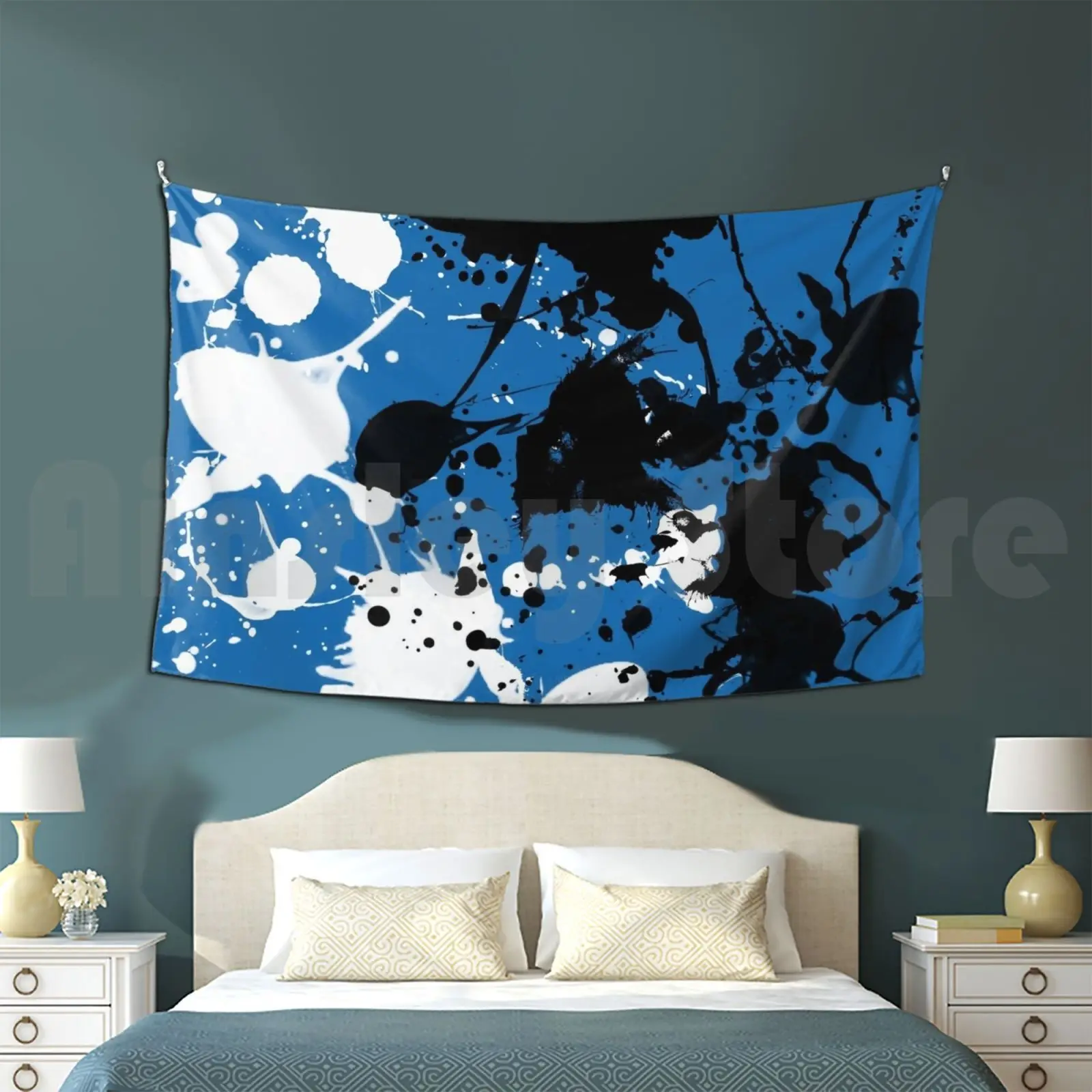 Inter Paint Spill Tapestry Living Room Bedroom Colours Football Footy Sport Soccer Italy Inter Italian Park Pattern