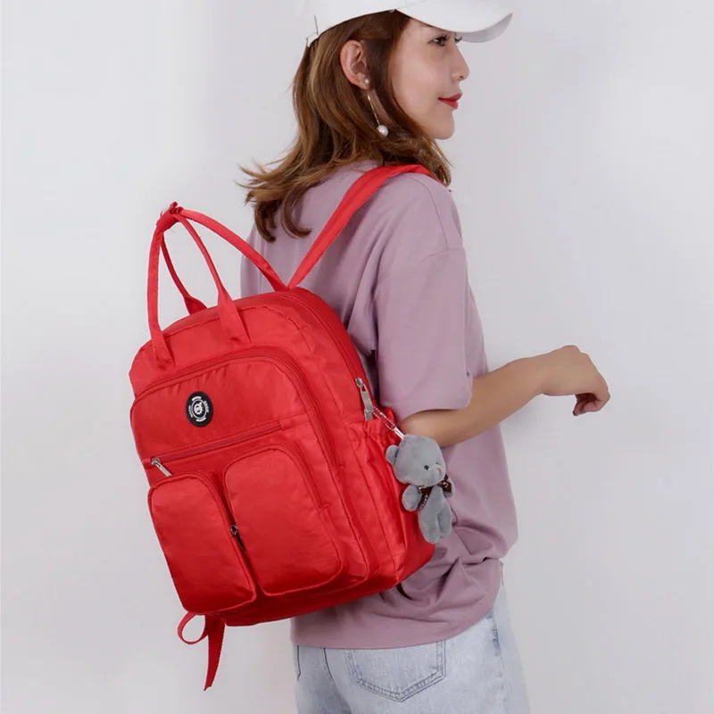 Модный женский рюкзак, водонепроницаемый, нейлон, мягкая ручка, Одноцветный, много карманов, для путешествий, на молнии, Mochila Feminina, Sac A Dos, школьные сумки