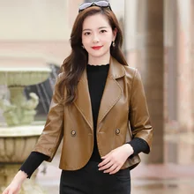 Aliexpress - Jackets Plus Size Women’s Short Coat 2021 Spring New Fashion Faux Fur PU Leather Button Splicing Ladies Skinny Locomotive Coats
