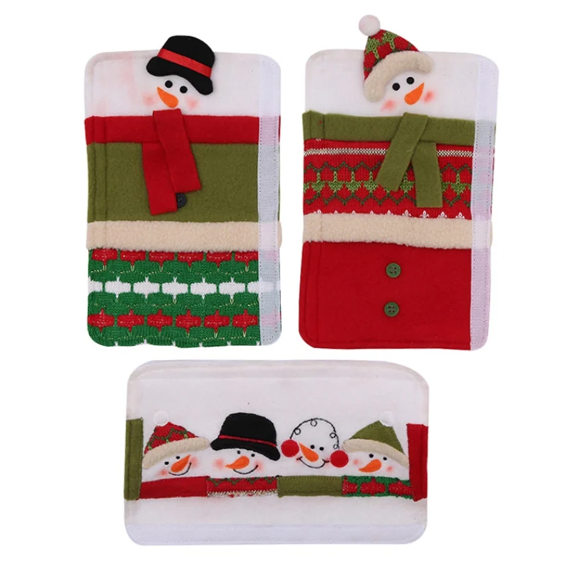 3Pcs Christmas Refrigerator Microwave Oven Door Handle Cloth Protector Dishwasher Gloves Cover Set Christmas Home Decoration
