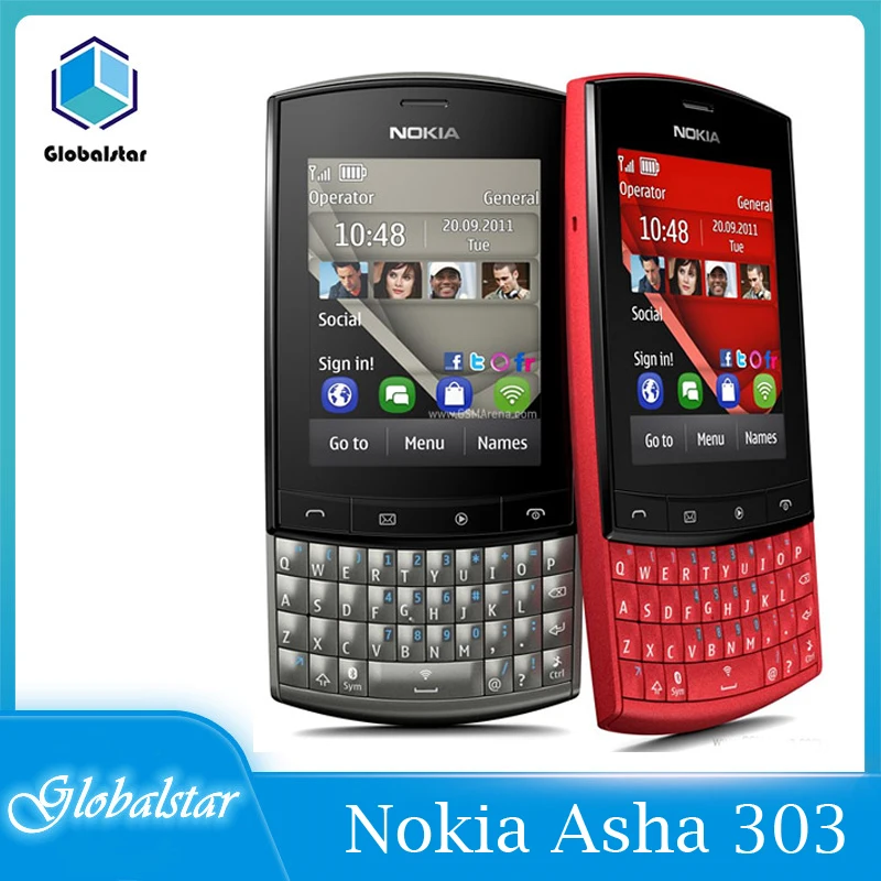 Восстановленный Оригинальный разблокированный сотовый телефон Nokia Asha 303