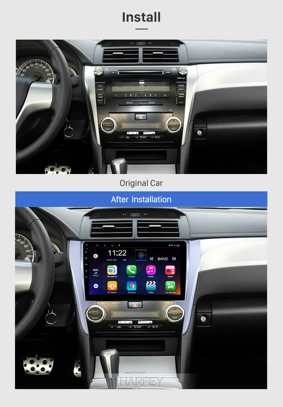 Discount Harfey Android 9.0 for 2015 Toyota CAMRY 10.1" GPS Nav  With Radio Rearview Camera 3G WiFi Bluetooth car multimedia player SWC 1