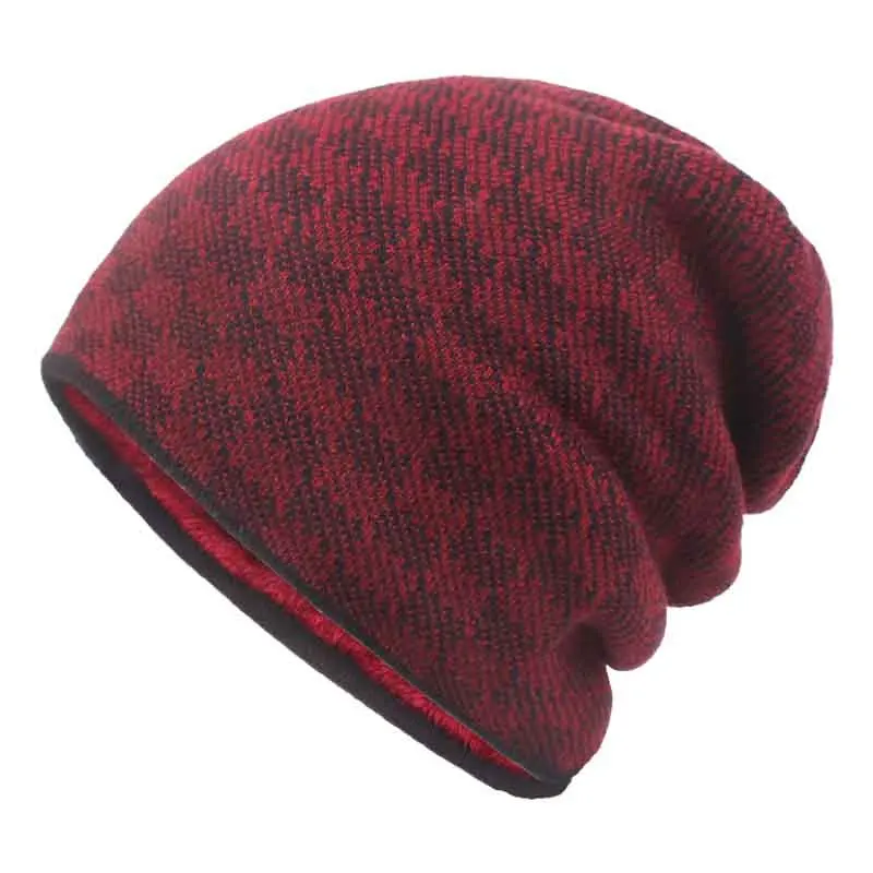 Мужская и женская зимняя шапка вязаная Толстая теплая облегающая шапка бини мягкие удобные ветрозащитные флисовые шапки бини - Цвет: JR