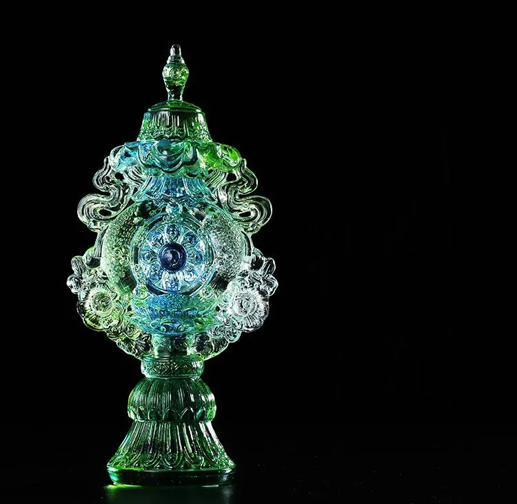 Ancient Glass Combination Eight Auspicious Ornaments Tantric for Buddha Auspicious Eight Treasures Collection Tibetan Buddhism