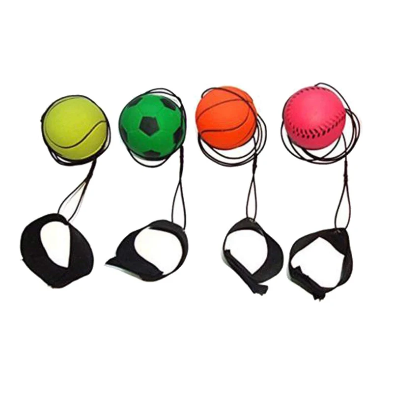 Kids Toys Bouncy Finger Band Ball Elastic Rubber Ball For Wrist