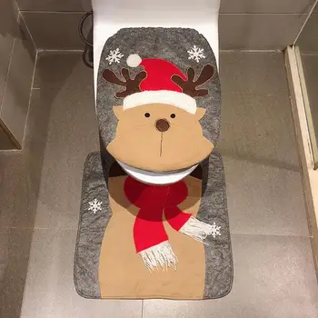 

2Pcs/Set New Cute Toilet Seat Cushion Santa Claus Toilet Seat Lid Cover Bathroom Rug Xmas Supplies Decoration for Homes Hotel