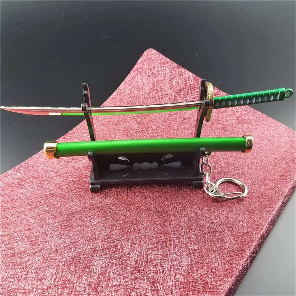 Один кусок специальный Roronoa Зоро брелок в виде меча пряжка с инструментальным держателем ножны Катана Sabre ключи цепи подарок Брелоки Q-053 - Цвет: Green