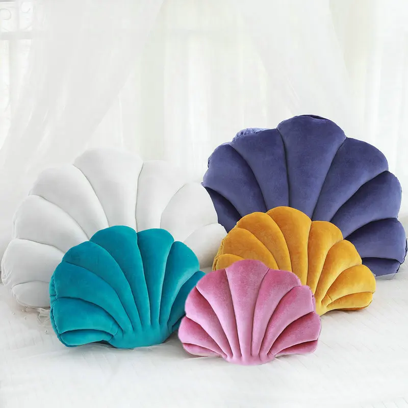 

Luxury Fairy princess's Home Shell Stuffed Pillow Fantastic Velvet Pillow Sea Shell Home Decor Bed Sofa Cushion Decoration Gift