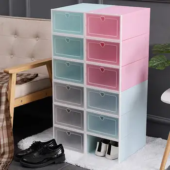 

4Pcs Transparent Thickened Shoes Case Storage Case Storage Box Creative Shoe Box For Home Dorm Hotel