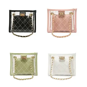 

Women Transparent PVC Leather Chain Crossbody Bag Tote Handbag Messenger Shoulder Bags
