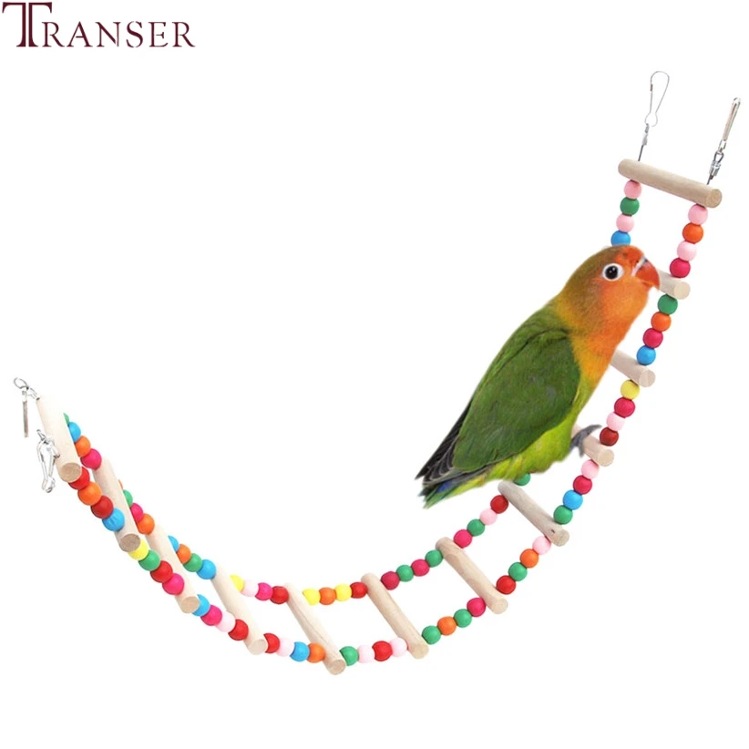 

Transer Pet Products Birds Toys Colorful Beading Wooden Ladder Birds Cage Bridge Pet Toy for Parrots Cocktiel Parakeet 9828