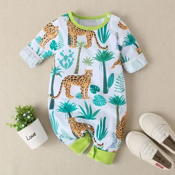 

New Newborn Baby Boys Girls TIGER TREE Printed Long Sleeve Winter Cotton Rompers Kids Jumpsuit Playsuit Outfits Clothing 0-24M