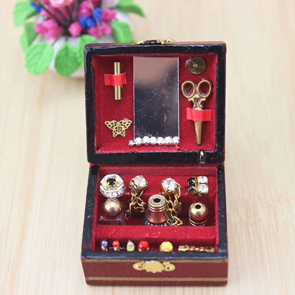  Furniture Toy Dressing Table Luxury Classical Ornament Kids Mini 1/12 Miniatures Decoration Doll Ho