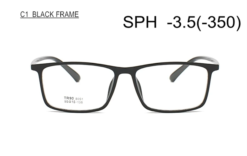 Близорукость очки SPH-0,5-1-1,5-2,0-2,5-3,0-3,5-4,0-4,5-5-5,5-6 Для женщин Для мужчин TR90 рамка большой Размеры по рецепту - Цвет оправы: C1 (-3.5)