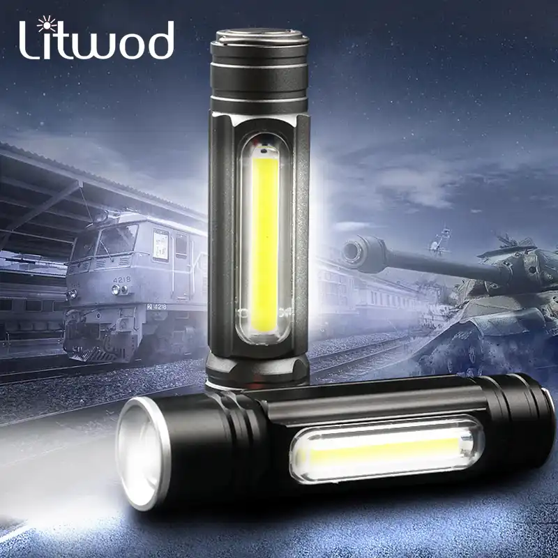 Zoomable 15000LM T6-COB LED Lampe de poche Tactical Torch Rechargeable Lamp