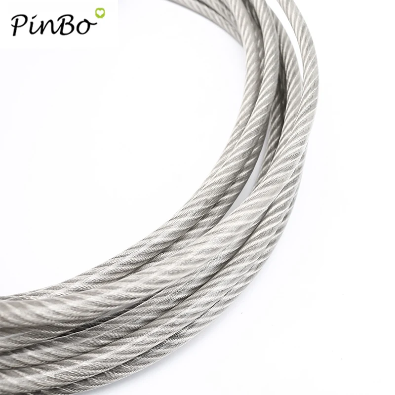 Stainless Steel Wire 5 Meter wire Rope PVC Transparent Coated Cable Stainless Steel rope Clothesline Diameter 0.8mm 1mm 1.5mm 2mm 3mm