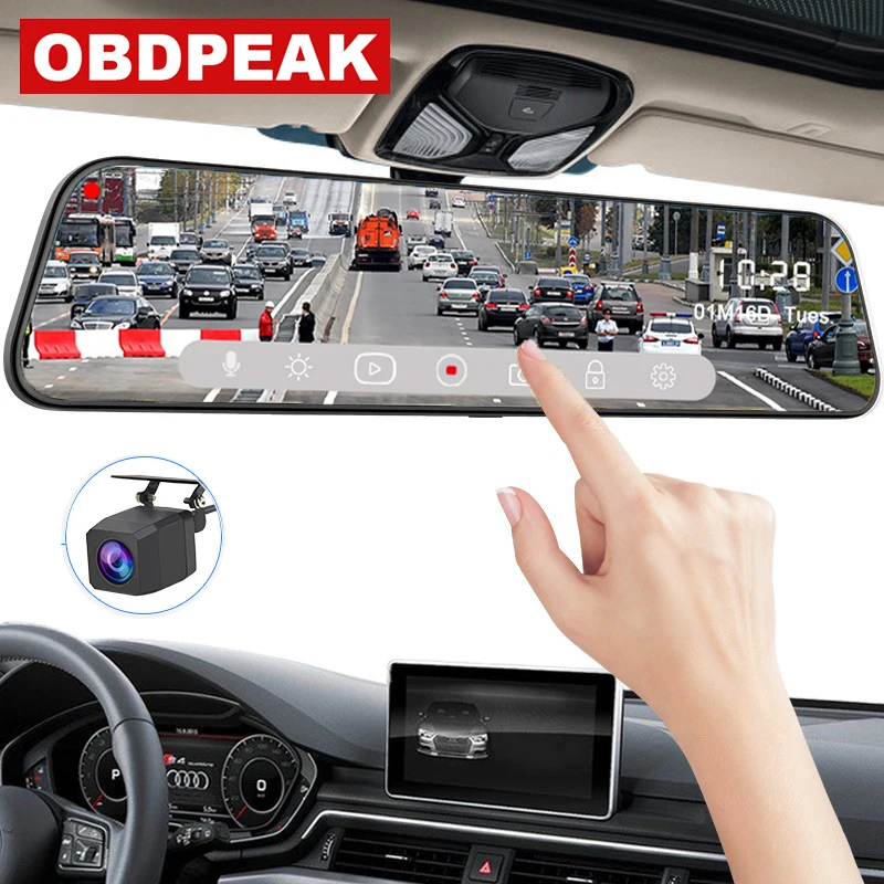 

2K Video 12" Stream Car RearView Mirror DVR 2.5D Screen Super Night Vision Dash Cam Camera Video Recorder Dual Cam Registrar
