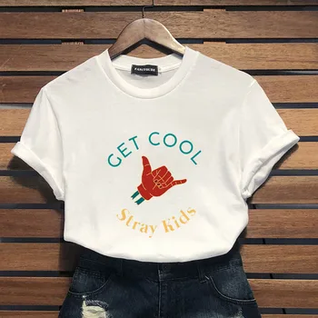 

camiseta femenina STRAY KIDS GET COOL Letter Printing Women Short Sleeve O-neck Tshirts Female Harajuku Tops