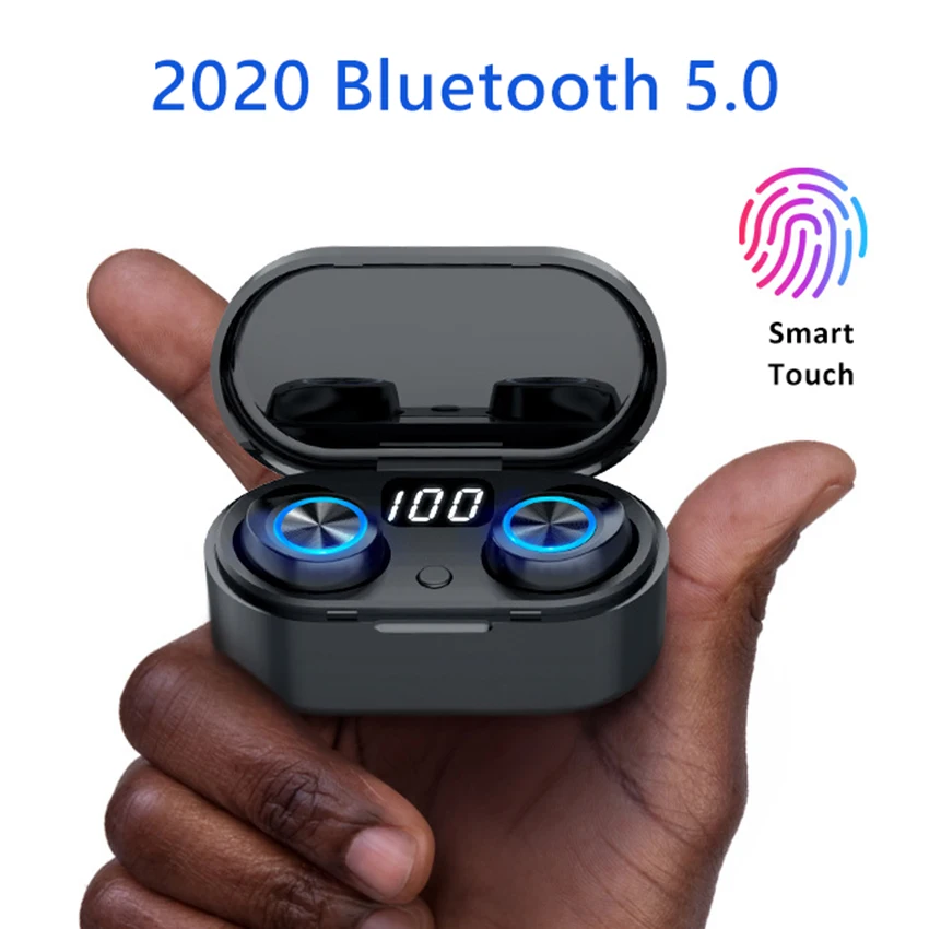 Aimitek Bluetooth 5 0 Earphones True Wireless Earbuds Stereo TWS Mini Sports Headsets with USB C Charging Power Bank LED Display