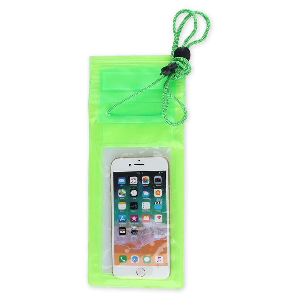 1Pcs Cell Phone Case Cover Under Water Proof Dry Pouch Bag Case PVC Sport Convenient Cover Protector Holder For Cell Phone - Цвет: green