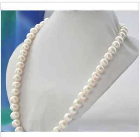 Classic9-10mm круглое Южное море белое Жемчужное ожерелье 18 дюймов