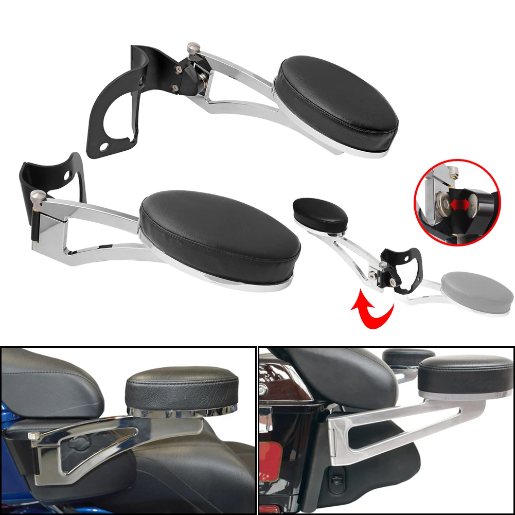 MotorcycleChromeAdjustableRearPassengerArmrestsForHarleyTouring